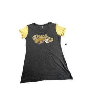 Anaheim Ducks Womens Medium 8/10 Gray Yellow Shirt NHL Licensed Hockey RN 104648